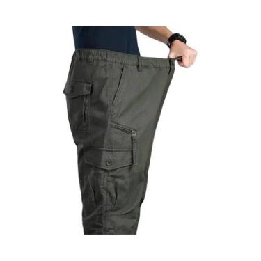 Imagem de Calças Cargo Táticas Masculinas De Tamanho Grande Com Cintura Elástica