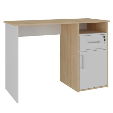 Imagem de Mesa Escrivaninha Home Office 110cm Ally A06 Carvalho/branco - Mpozenato