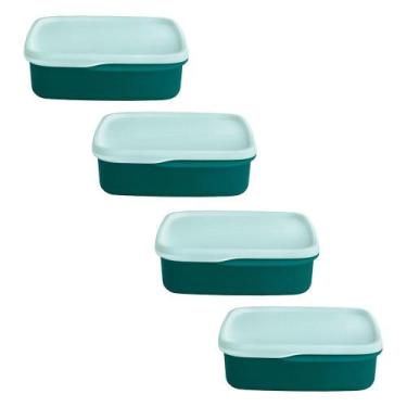 Imagem de Kit 4 Potes Herméticos Tupperware Basic Line com Divisória 550ml