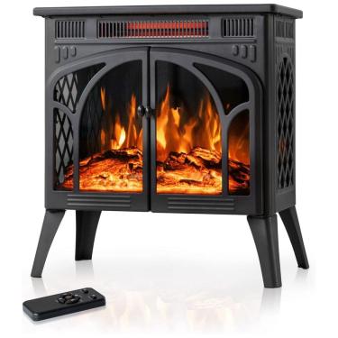 Imagem de Lareira Elétrica Portátil Autônoma com Chamas Realista 3D, 4 Cores Variáveis e Controle Remoto, 110V 1500W, Electactic, Verde Escuro