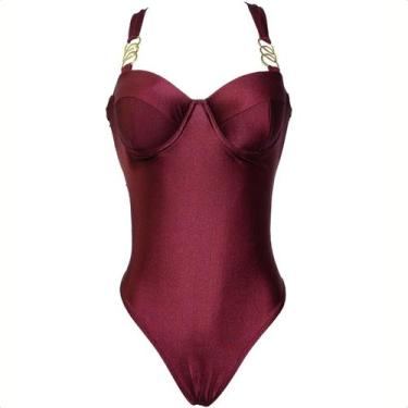 Imagem de Maiô Metalic Feminino Tendência Lançamento Lindo Maio Com Bojo Praia C