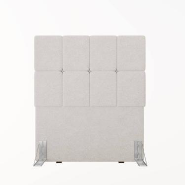 Imagem de Cabeceira Solteiro 102cm Boucle Estofada Design Moderno para Quarto Linea Branco