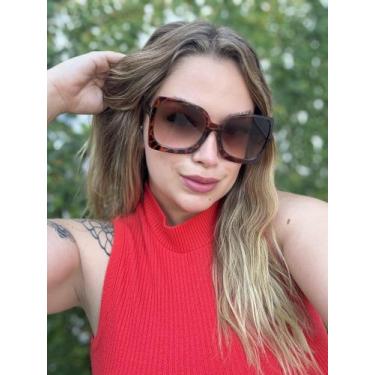 Imagem de Óculos de Sol Feminino Elegante Grande Robusto Sofisticado Cara de Ric