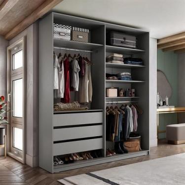 Imagem de Guarda-Roupa Closet Monreale 100 % MDF 3 Gavetas Cinza 160 cm - Modern
