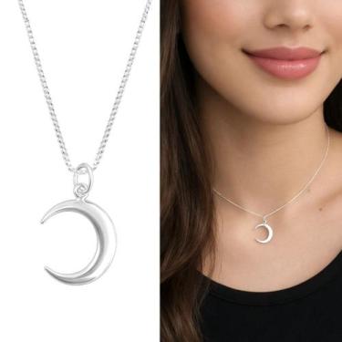 Imagem de Colar Feminino Meia Lua Prata 925 Legítima 40cm Choker - Morganitte