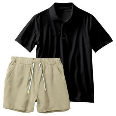 Imagem de Conjunto Masculino Camiseta Polo e Short Linho Moda Praia Luxo Premium RLXD-Masculino