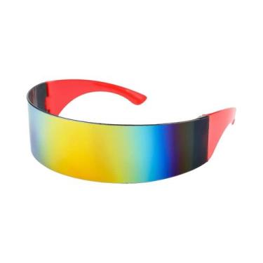 Imagem de Óculos De Sol Masculinos Futuristas Com Visor Estreito, Lentes Espelha
