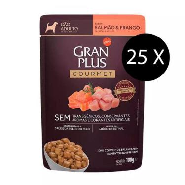 Imagem de Ração Umida Gran Plus Cachorro Salmão e Frango Atacado 25 Unidades - G