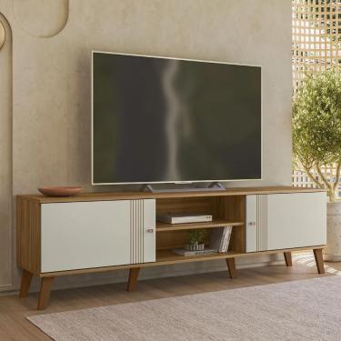 Imagem de Rack Bancada Para Tv 75 Pol 180cm Sia Nature/off Z49 - Mpozenato