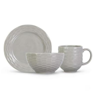 Imagem de Jogo Lanche 12 Peças Cinza Ondas Germer Porcelanas