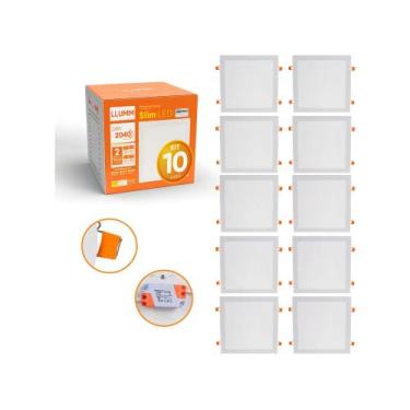 Imagem de Kit 10 Uni Painel Slim Led 24w Plafon Embutir 30x30cm Quadrado Brancoq