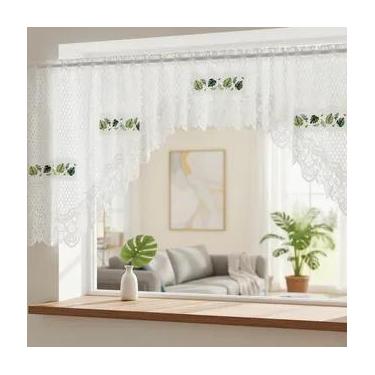 Imagem de Cortina Bando Renda Cascata Siena Cozinha Estampa 3,15x0,95 - Beija Fl