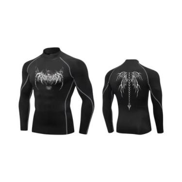 Imagem de Camisa De Compressão Masculina Y2K De Gola Alta Para Fitness, Secagem 