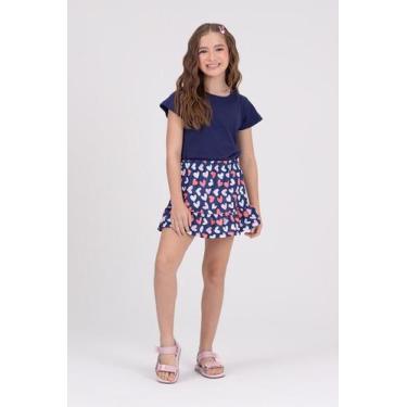 Imagem de Conjunto Cropped Infantil Saia Rodada Marinho - Vida Costeira Oficial,