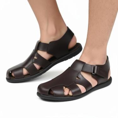 Imagem de Sandalia Franciscana Masculina Em Couro Percata Fechada solado borrach