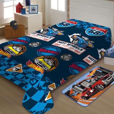 Imagem de Manta mattel fun hot wheels - 1,50 x 2,00 - azul - jolitex