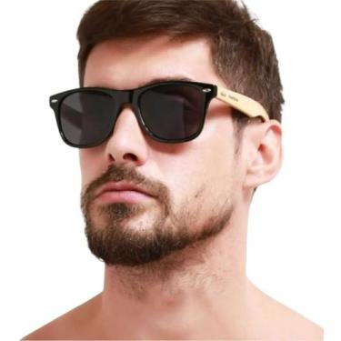 Imagem de Óculos De Sol Polarizado Com Haste De Madeira Bambu Uv400 Masculino - 
