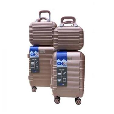 Imagem de Jogo Conjunto com 2 Malas de bordo e Viagem 1 P e 1 PP com 2 Frasqueiras-Unissex