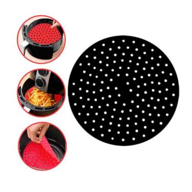 Imagem de Tapete Protetor Silicone Air Fryer Fritadeira Redondo 20cm - Preto - K