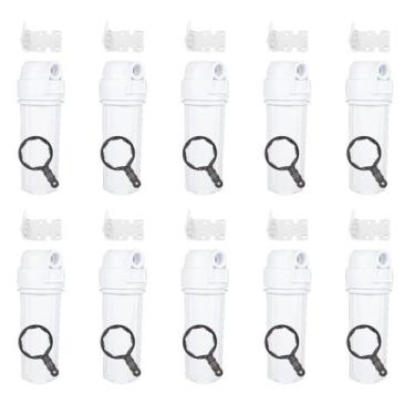 Imagem de Kit 10 Unidades Carcaça Filtro Água 10  Conexão 1/2  Branco N/a - Roya