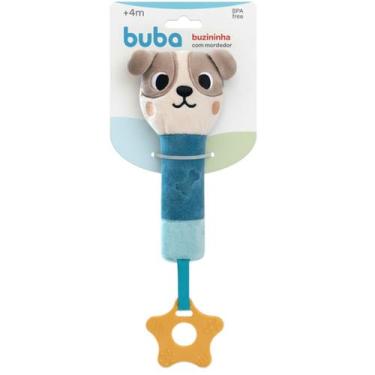 Imagem de Chocalho E Mordedor Pelúcia Zoo Azul Liso Cachorrinho - Buba
