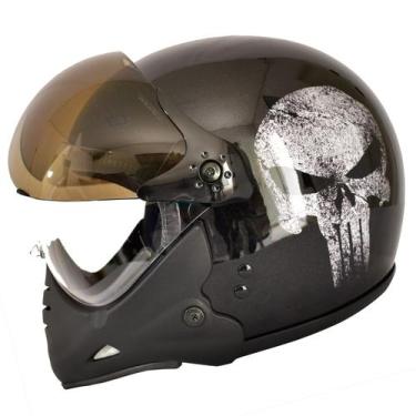 Imagem de Capacete Peels F21 Caveira Justiceiro Custom Com Queixeira, 61