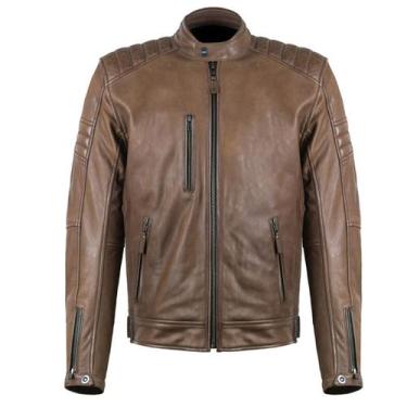 Imagem de Jaqueta Couro Asw Topgun Marrom Motociclista Custom Racer, Marrom, 2XL