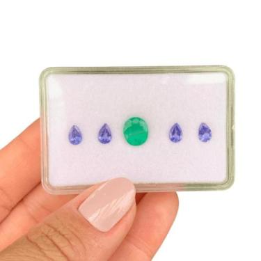 Imagem de L0410 3,43ct 5ø - Esmeralda + Tanzanita - SP GEMAS