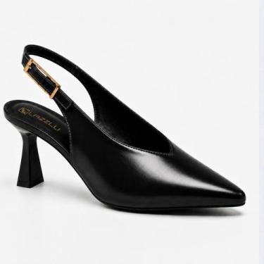 Imagem de Sapato Slingback Feminino Bico Fino Salto Baixo Scarpin Confortável - 