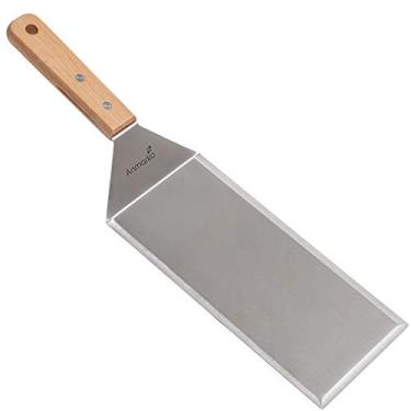Imagem de Chapa de metal de aço inoxidável, espátula de 10 x 20 cm, espátula, hambúrguer, espátula, flipper, panqueca, ótima para churrasqueira e chapa plana - grau comercial