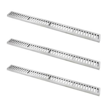 Imagem de Kit 3 Ralo Grelha Linear 7026X3GDA Captação de Aguas Pluviais Alumínio Polido Prata GDA Industria e Distribuidora