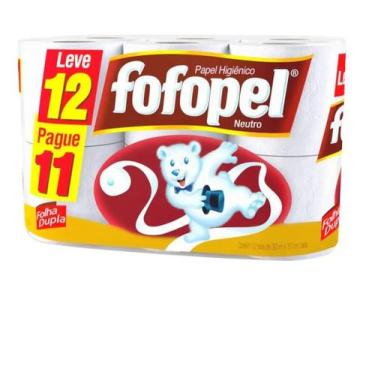 Imagem de Papel Higienico Fofopel Neutro Folha Dupla 30m 12 Unidades
