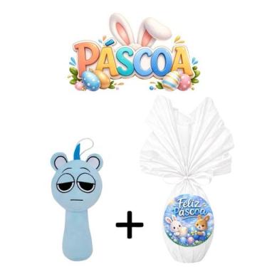 Imagem de Kit Páscoa Pelúcia Sprunki 20cm + Ovo de Chocolate 250g Personagens Or