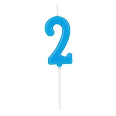 Imagem de Vela de Aniversário Número 2 Azul 4,5 cm Silver Plastic