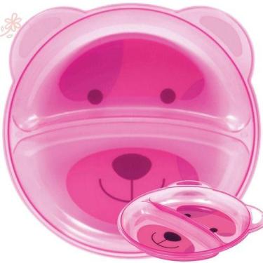 Imagem de Pratinho Infantil Com Divisória Urso Rosa Menina Buba Baby, Rosa, Ursi