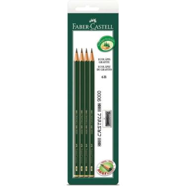 Imagem de Lápis Técnico Faber-Castell Ecolápis Grafite 9000 6B com 4 Unidades Preto