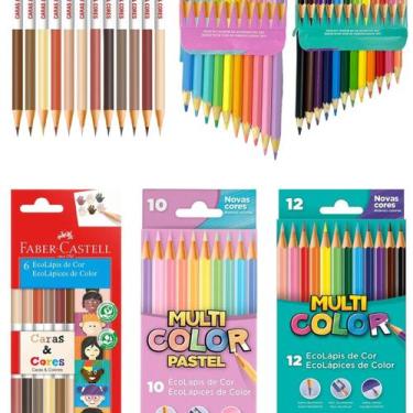 Imagem de Kit Lápis De Cor 10 Pastel 12 Multicolor C/ 12 Tons De Pele Caras & Co