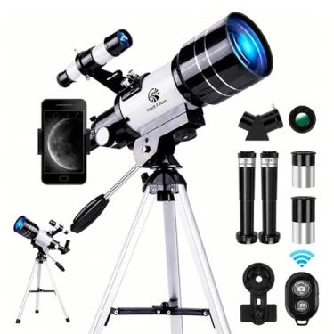 Imagem de Telescópio astronômico astronômico 150X de alta potência, portátil com abertura de 70 mm (refrator HD, tripé, adaptador de telefone e controle remoto sem fio) ideal para observação de estrelas e