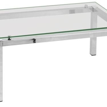 Imagem de Mesa de Centro em Aço com Tampo em Vidro Ref. 492-X Prata - Criativa