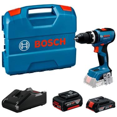 Imagem de Parafusadeira Furadeira Bosch para Uso Profissional GSB 18V-65 com Maleta e Kit 530W Azul Bivolt