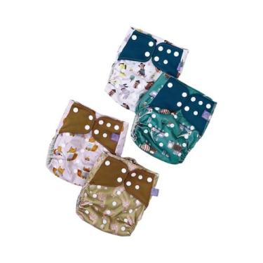 Imagem de Fraldas De Pano Laváveis E Impermeáveis Para Bebês, Conjunto Com 4 Peç
