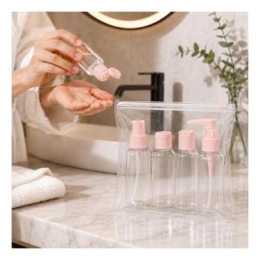 Imagem de Kit Frascos Para Viagem Reutilizáveis Com Necessaire Transparente Port