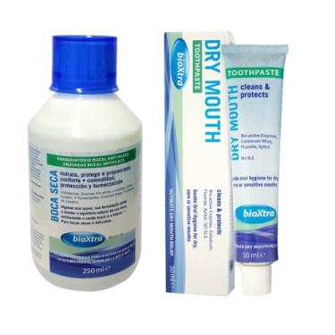 Imagem de Enxaguatorio Bucal E Creme Dental - Kit Bioxtra Boca Seca