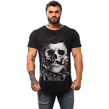 Imagem de Camiseta Longline Masculina MXD Conceito Estampas Variadas (G, Barber Skull)
