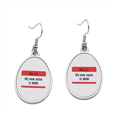 Imagem de Brinco Hello My New Name Is Mom - Brincos com pingente para meninas - Presente de festa de aniversário dos namorados