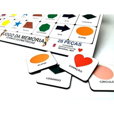Imagem de JOGO EDUCATIVO MEMORIA EM MADEIRA BRINQUEDO DE FORMAS GEOMÉTRICAS EM MADEIRA - MEGA IMPRESS