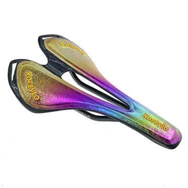 Imagem de Assento de bicicleta colorido confortável almofada leve de fibra de carbono com capa de couro para bicicleta de estrada e mountain bike 270 mm x 143 mm