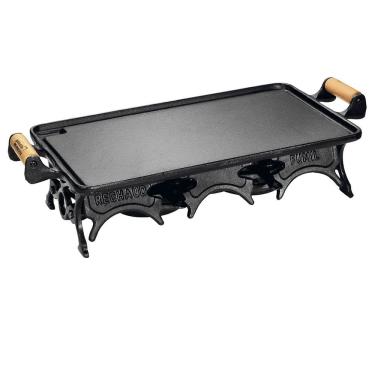 Imagem de Rechaud Mil Duplo Ferro Fundido Alça De Madeira 46x25 cm