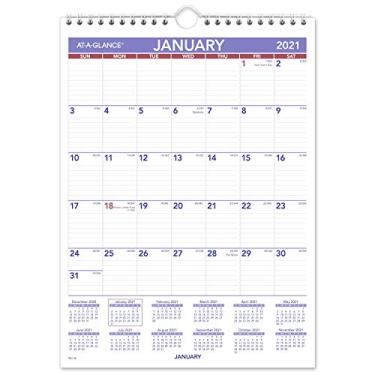 Imagem de Calendário de parede 2021 da AT-A-GLANCE. 8 x 11 . Mini. Wirebound (PM12821)