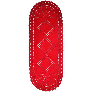 Imagem de Tapete De Crochê Artesanal Passadeira 125Cm Barbante Vermelho N°8 Para Sala Quarto Escritório